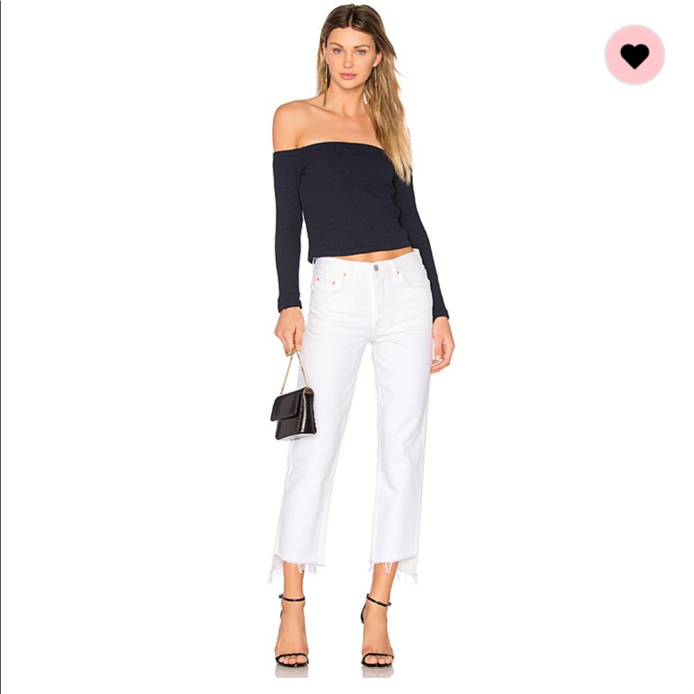 GRLFRND Helena High-Rise Straight Crop - White